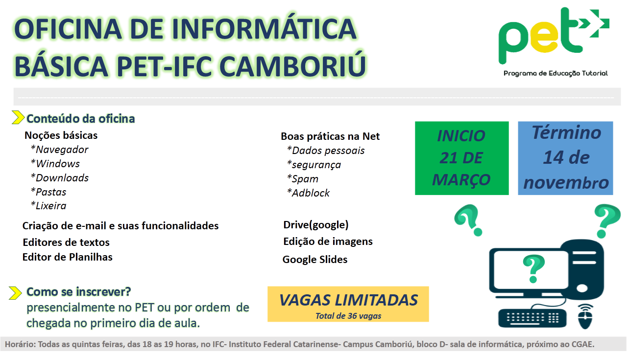 Se inscreva no curso de informática